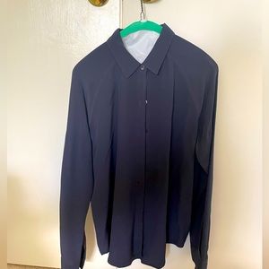 Everlane silky navy blue button down